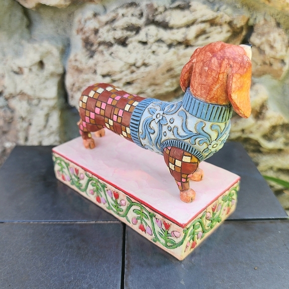 Jim Shore LONGFELLOW Dachshund Dog Heartwood Creek Checkered 4004851 VTG Folkart - Picture 7 of 8